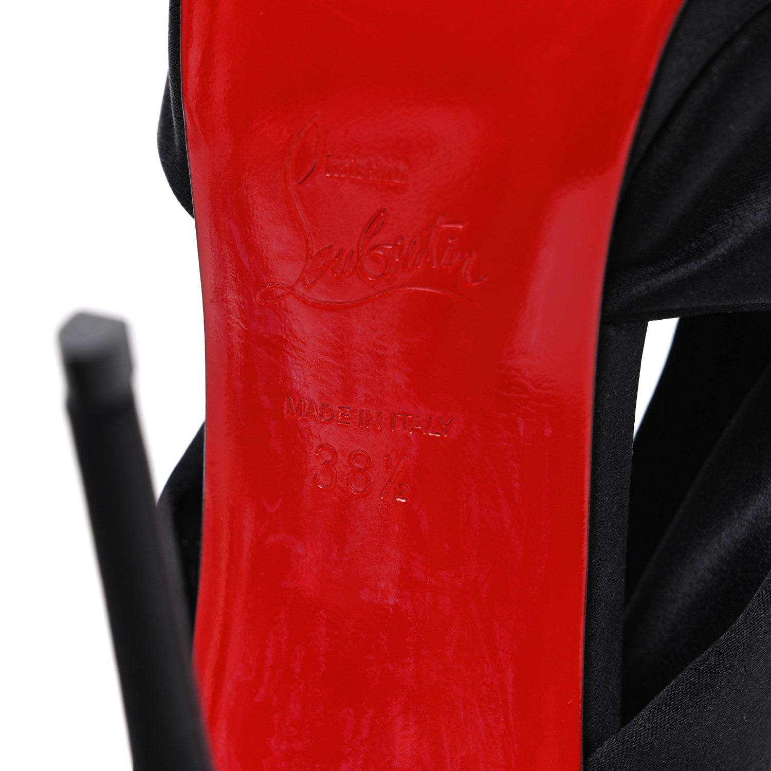 Christian Louboutin Satin Crepe Cosmolip Bow 120 Sandals 38.5 Black 8 of 10