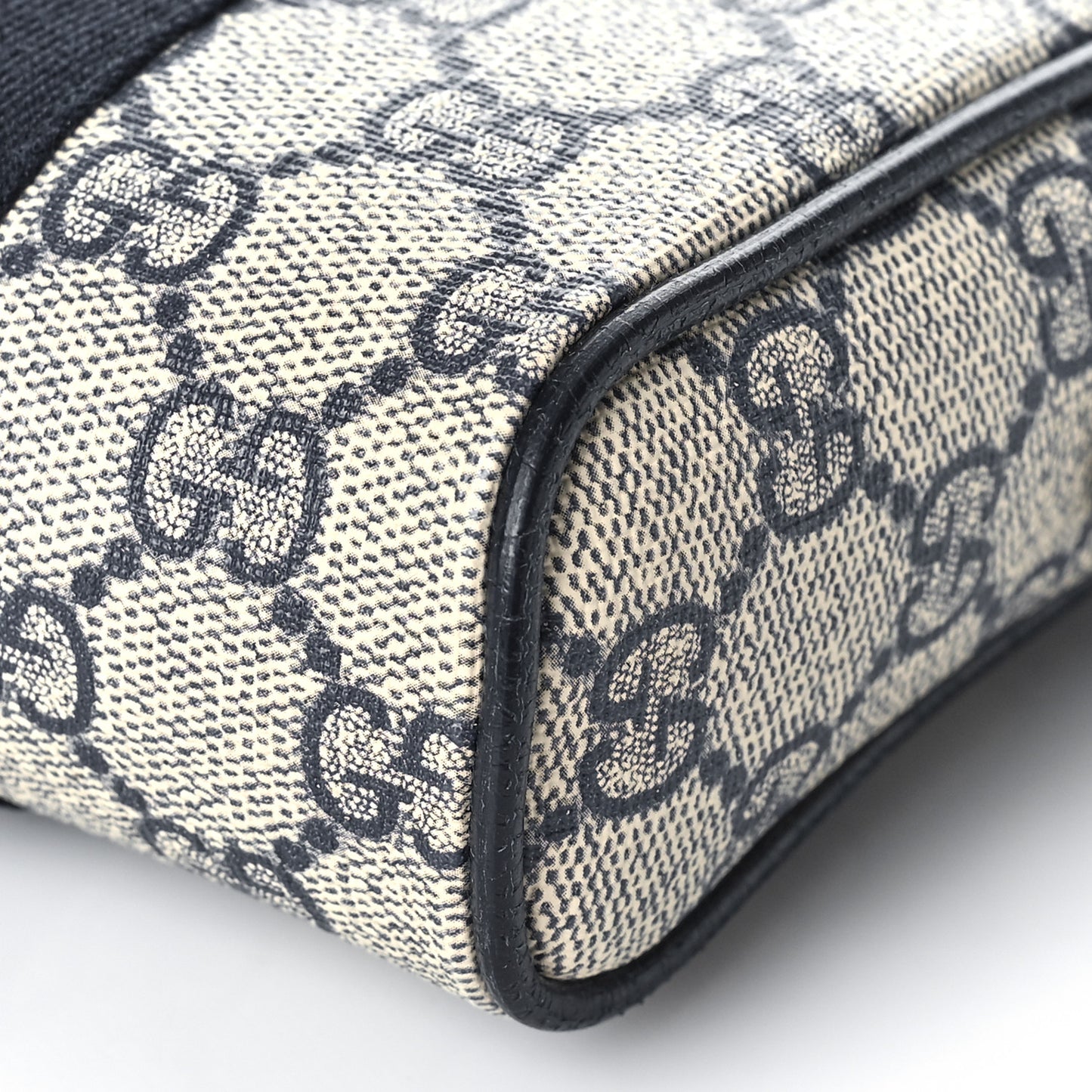 GG Supreme Monogram Textured Calfskin Web Mini Ophidia Messenger Beige Blue