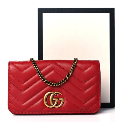 Gucci Calfskin Matelasse GG Marmont Mini Bag Hibiscus Red 12 of 12