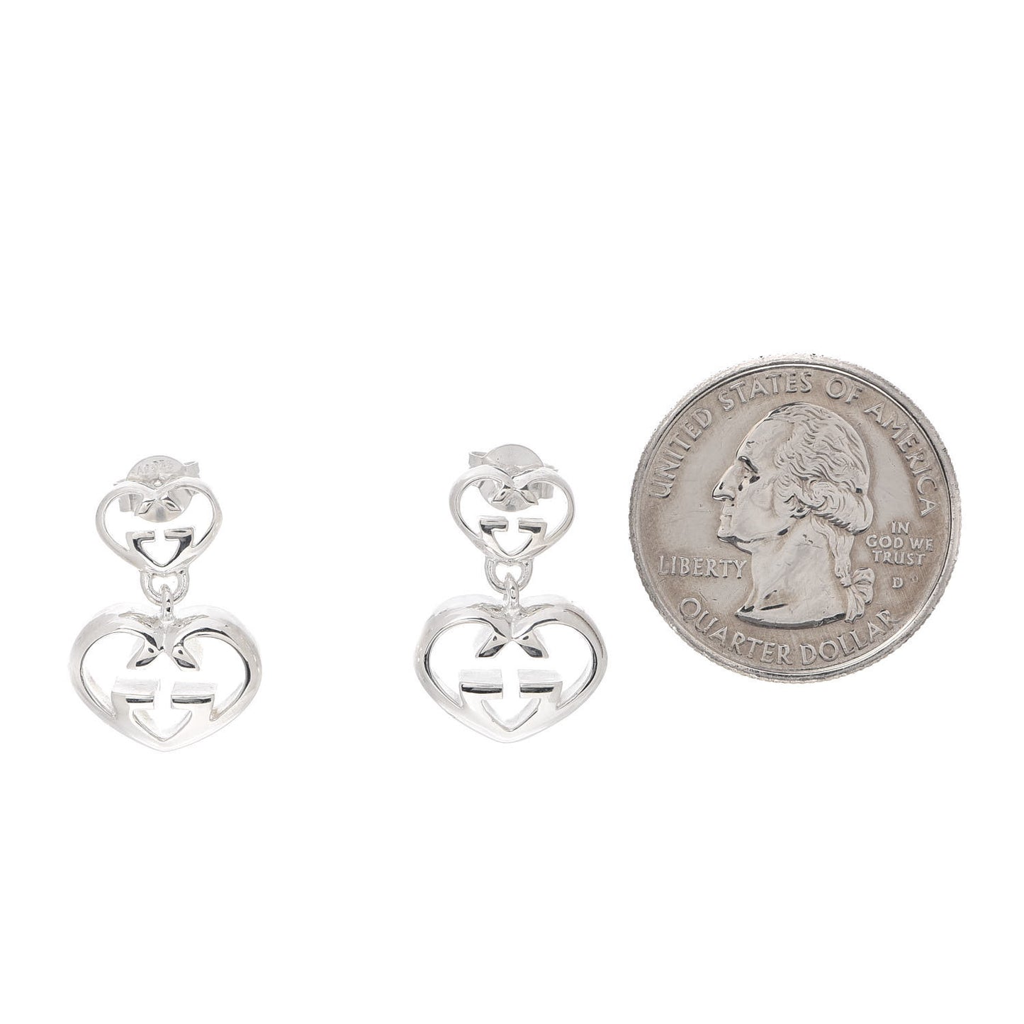 Sterling Silver Britt Double Heart Drop Earrings