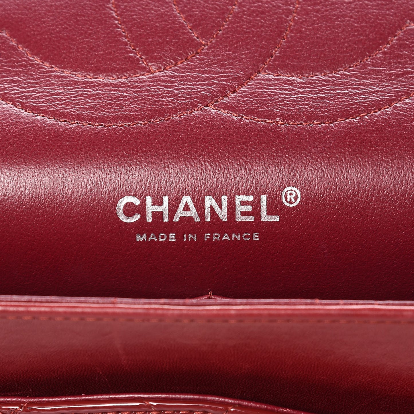 Patent Quilted Jumbo Double Flap Dark Red