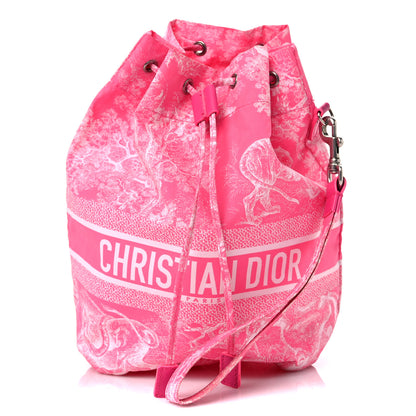 Christian Dior Technical Fabric Embroidered Toile De Jouy DiorTravel Pouch Fuchsia 1 of 11