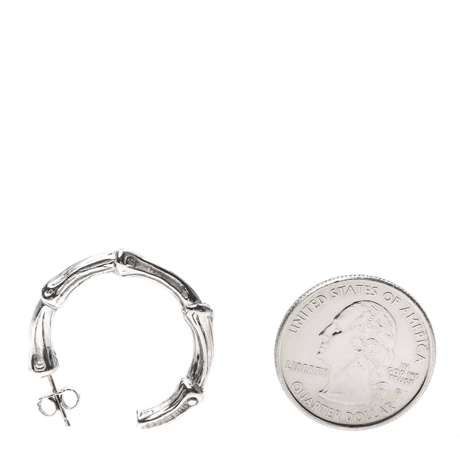 Tiffany Sterling Silver Bamboo Hoop Earrings 2 of 6