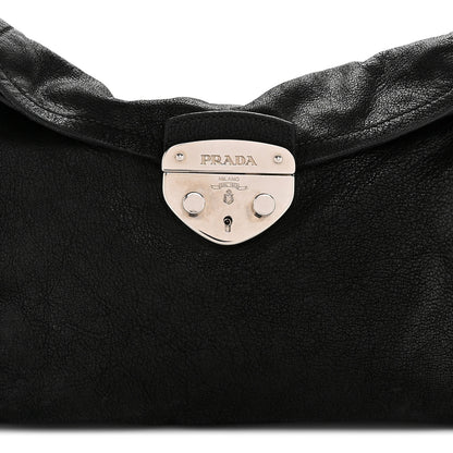 Prada Cervo Antik Easy A Foldover Pushlock Flap Shoulder Bag Black 8 of 15