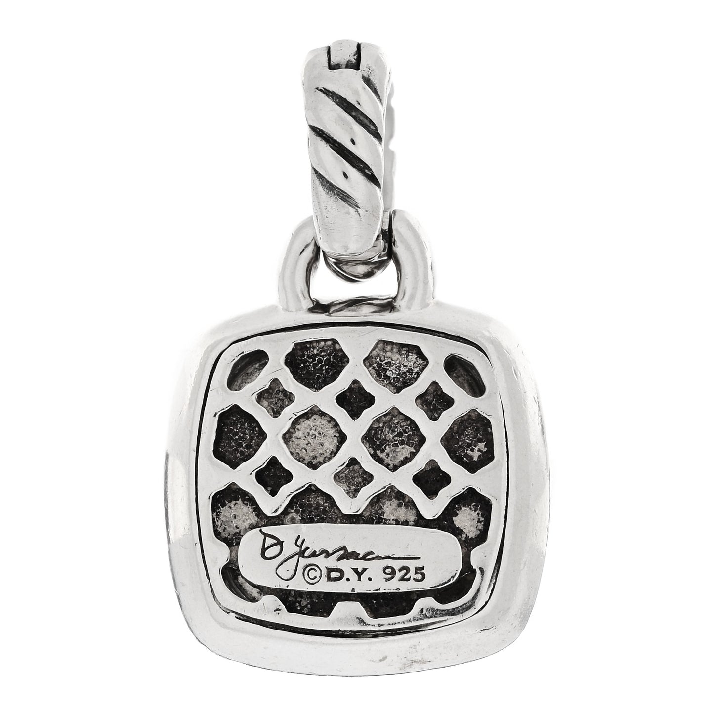 Sterling Silver Diamond Blue Topaz 11mm Albion Enhancer Pendant