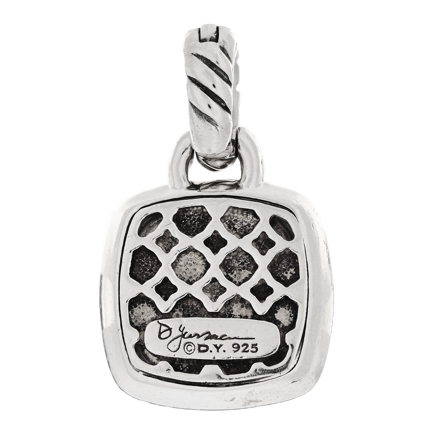 David Yurman Sterling Silver Diamond Blue Topaz 11mm Albion Enhancer Pendant 3 of 3
