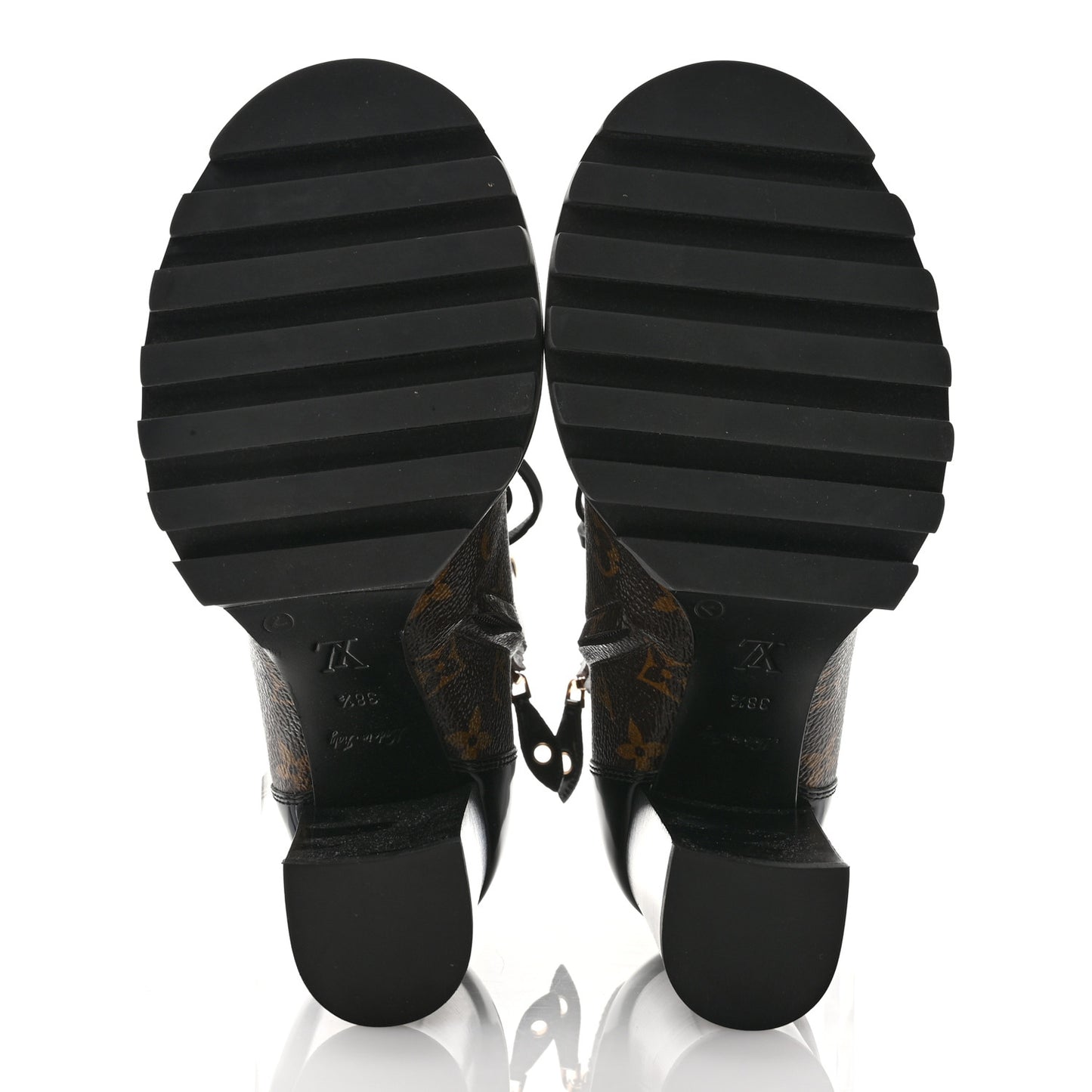 Patent Calfskin Monogram Star Trail Ankle Boots 38.5 Black