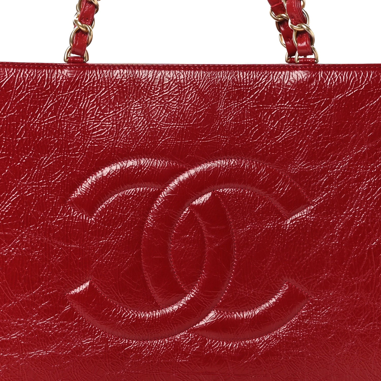 Chanel Shiny Aged Calfskin Shopping Bag Red 8 of 11