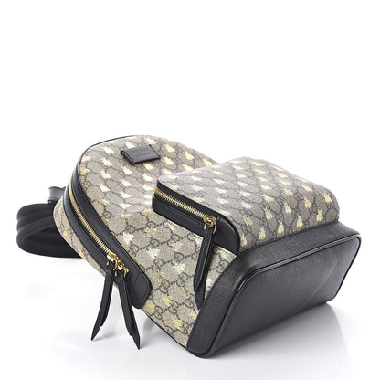 Gucci GG Supreme Monogram Bees Print Small Day Backpack Beige Oro Black 4 of 10