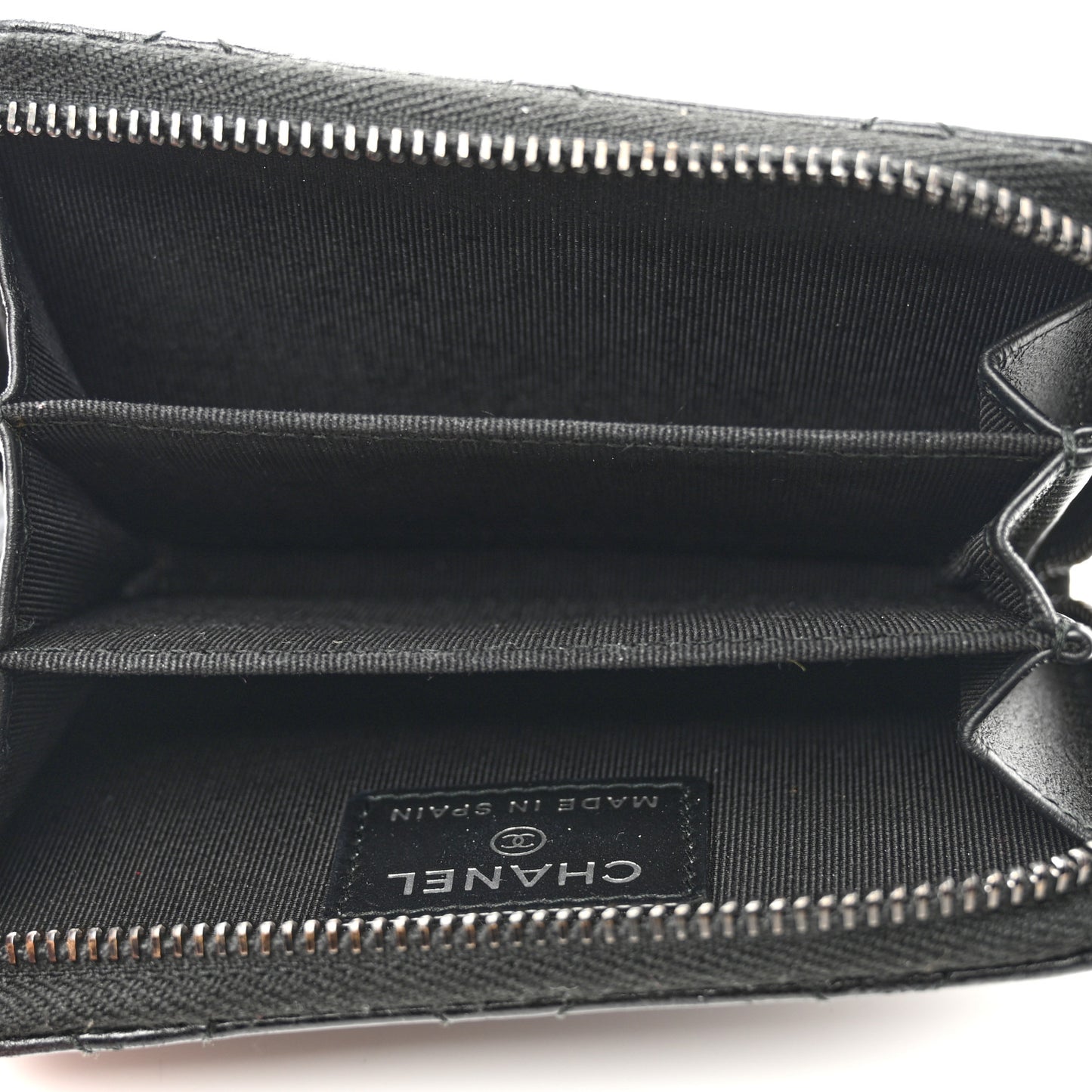 Calfskin Quilted Zip Coin Purse So Black