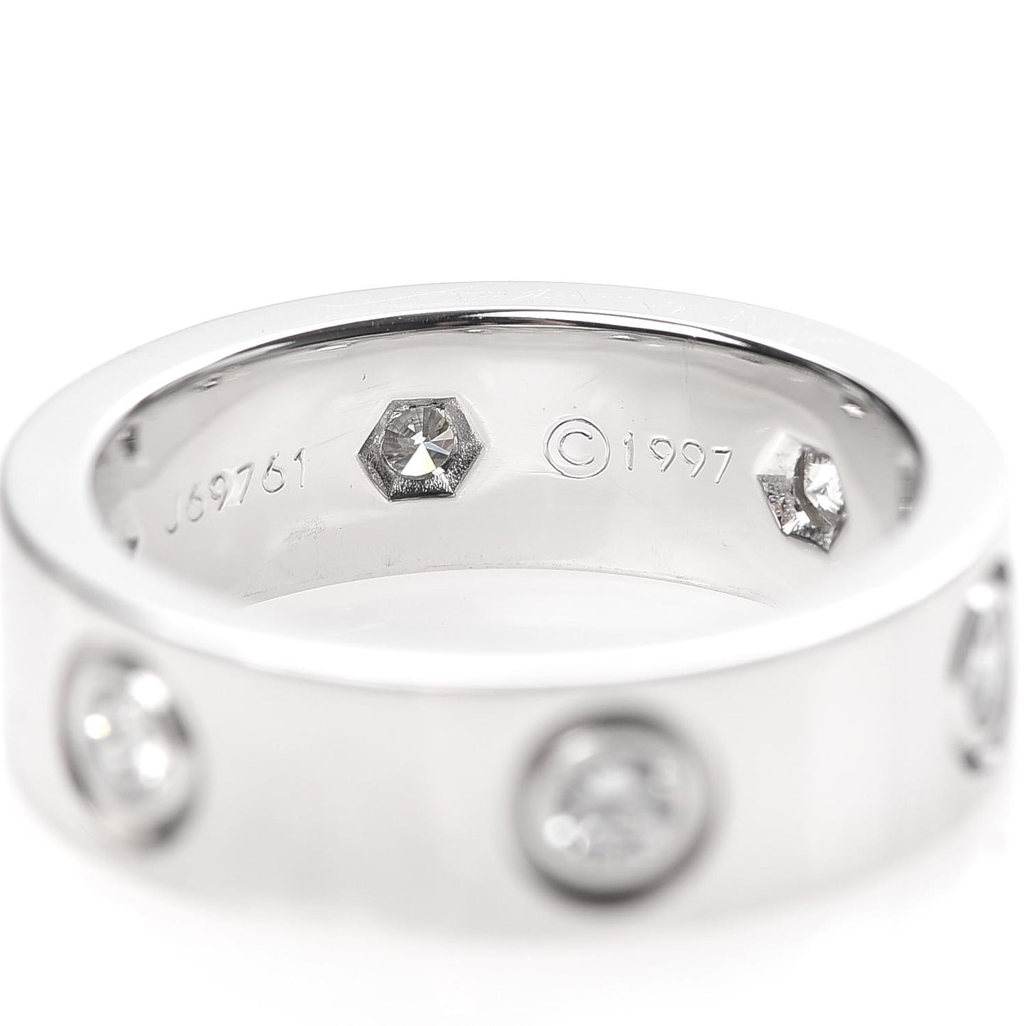 18K White Gold 6 Diamond 5.5mm LOVE Ring 48 4.5
