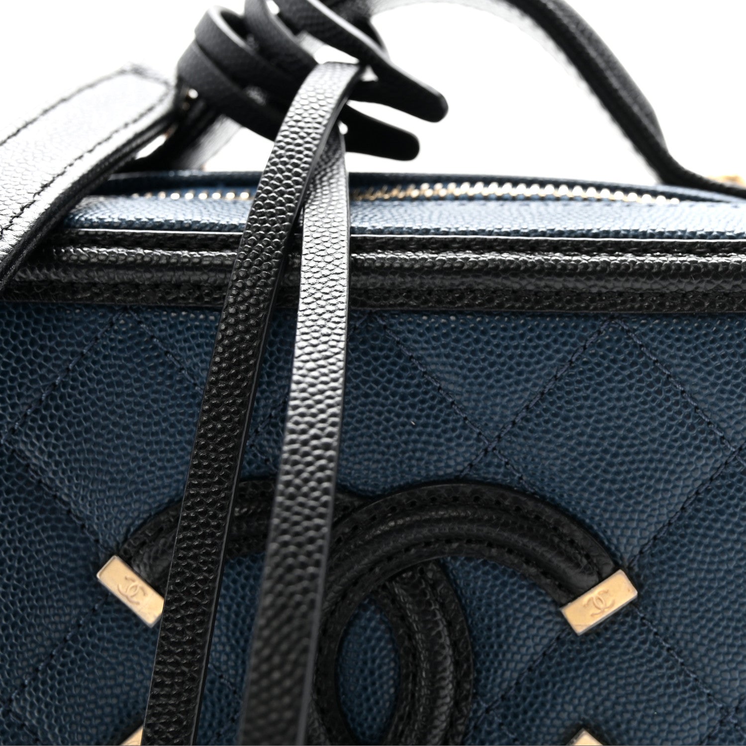 Chanel Caviar Quilted Small CC Filigree Vanity Case Navy Black 8 of 11