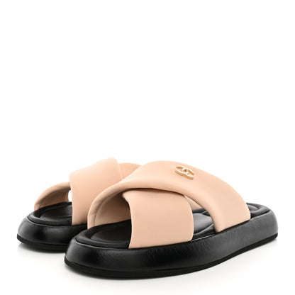 Chanel Fabric CC Mules Sandals 36 Light Beige 4 of 9
