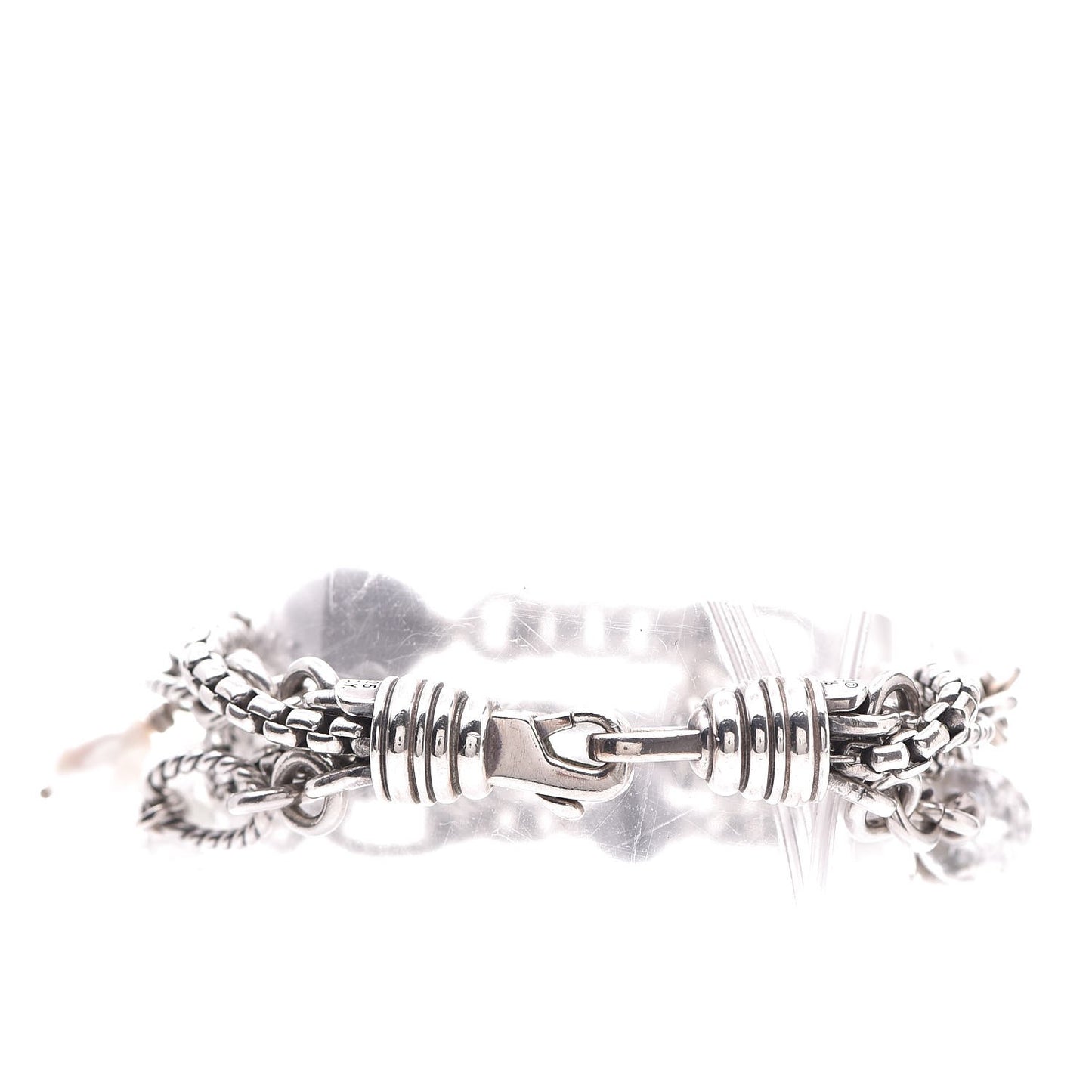 Sterling Silver Pearl Onyx Quartz Multi Strand Bracelet