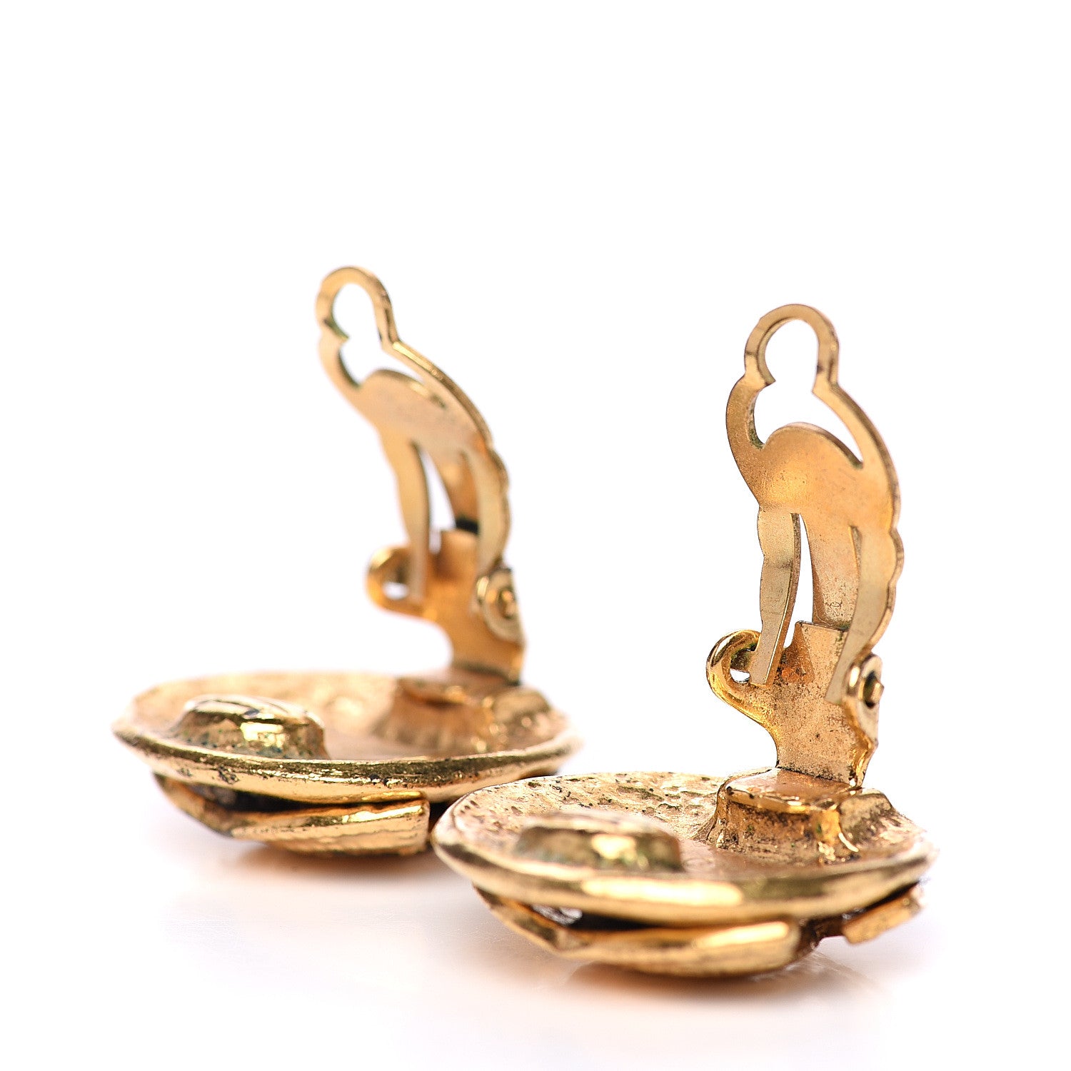 Chanel CC Button Clip On Earrings Gold 4 of 4