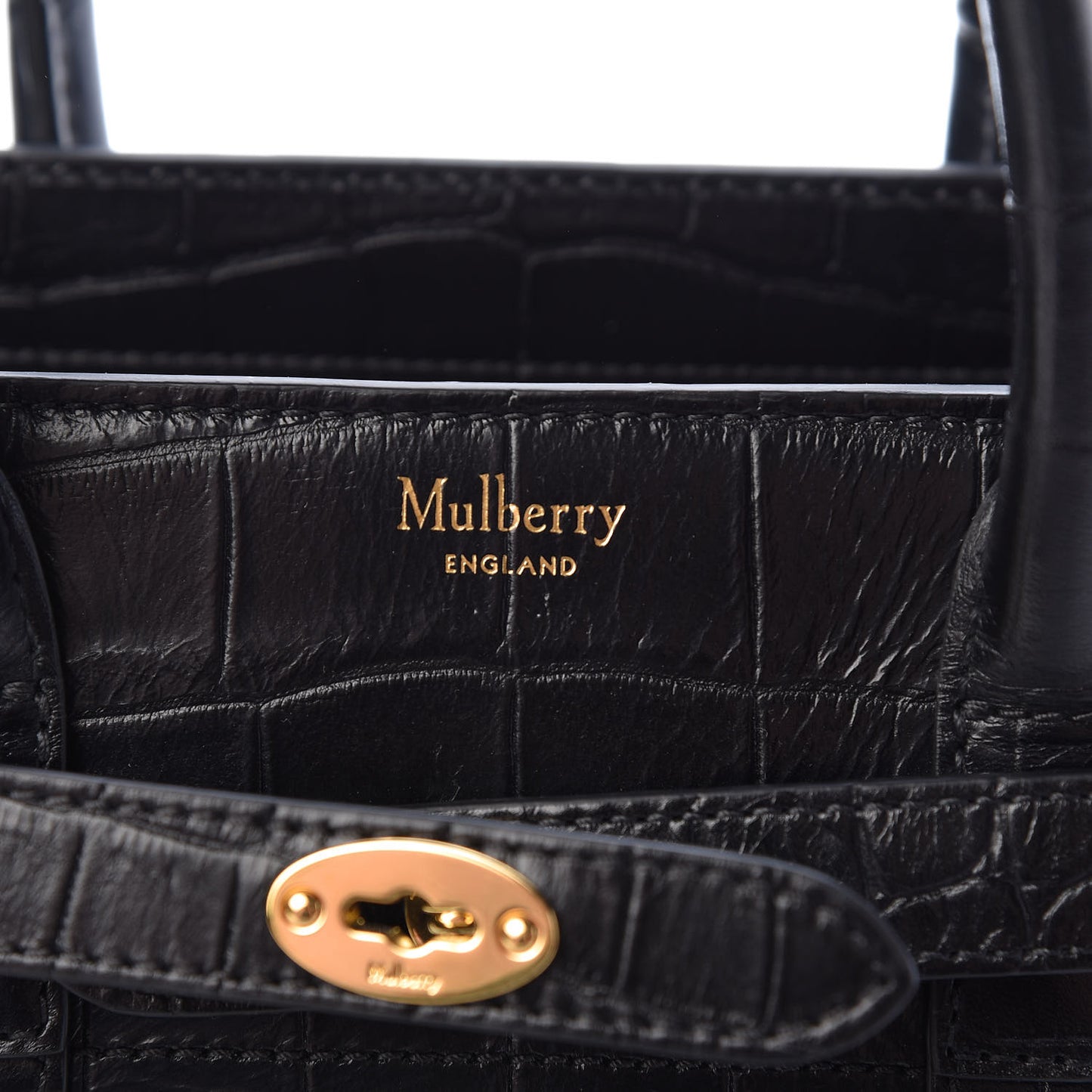 Crocodile Embossed Mini Zipped Bayswater Black