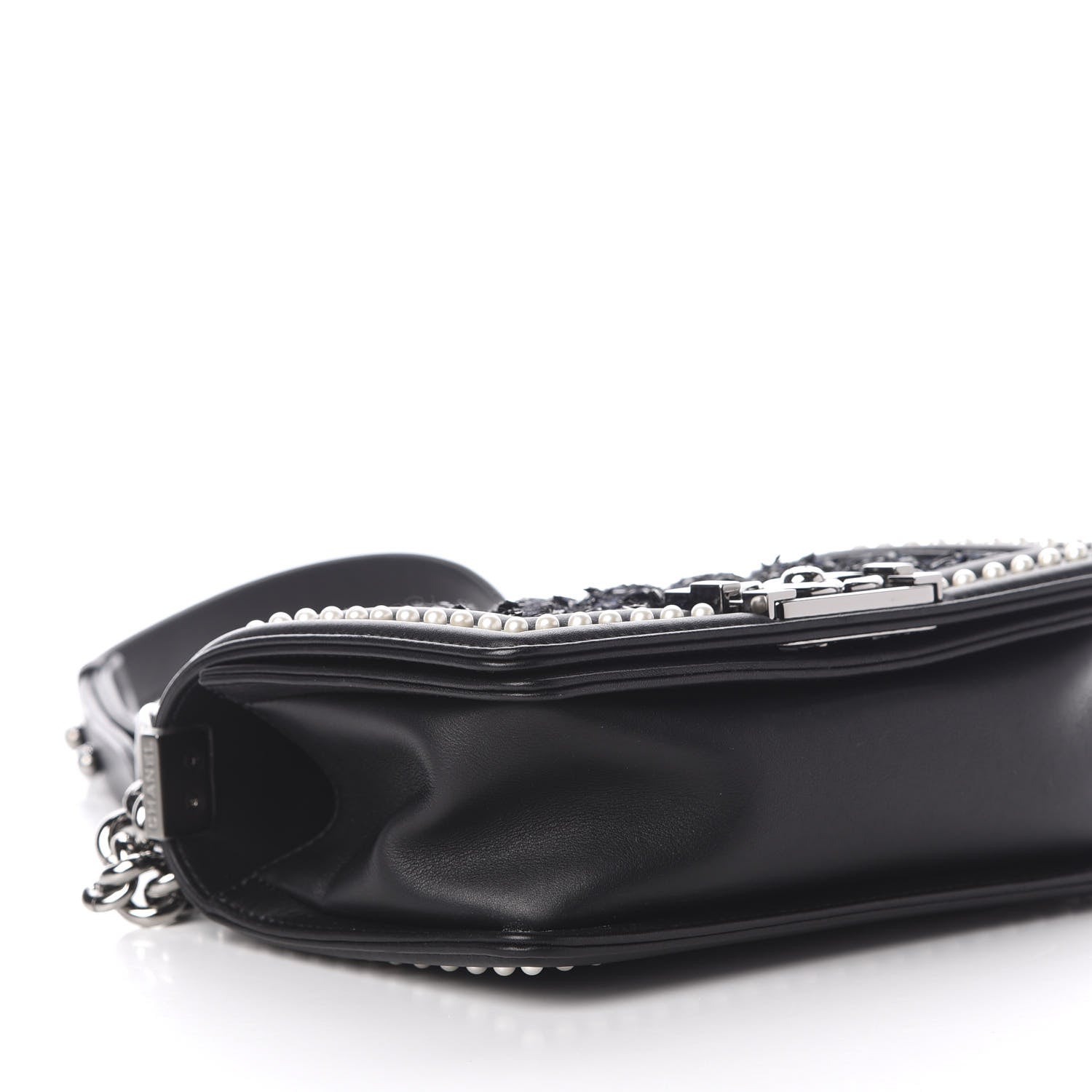 Chanel Calfskin Pearl Tweed Small Boy Flap Black 6 of 13