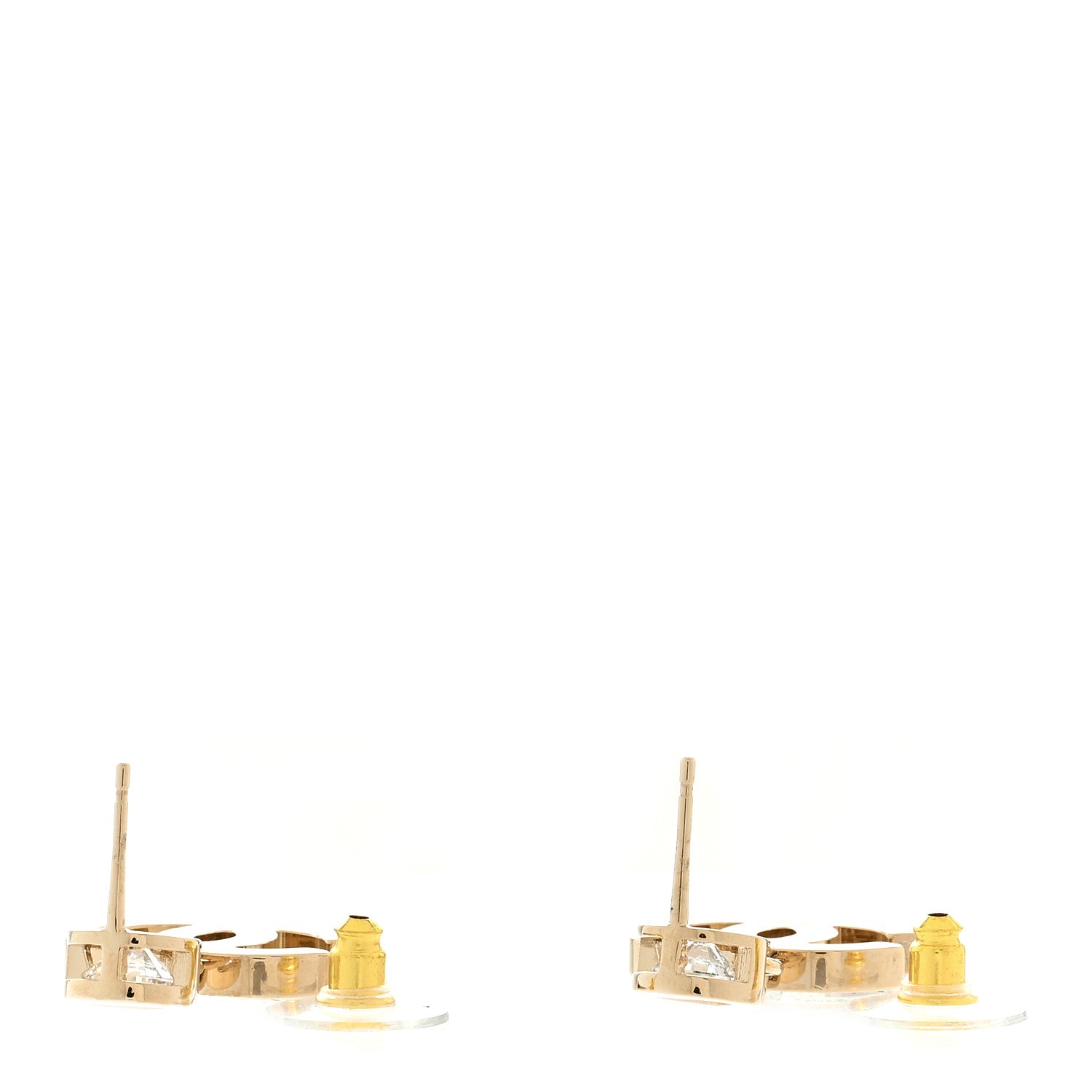 Chanel Crystal CC Heart Drop Earrings Gold 4 of 5