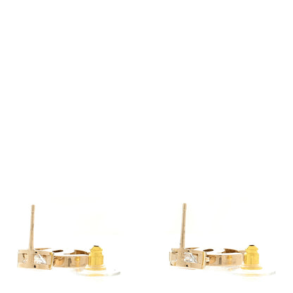 Chanel Crystal CC Heart Drop Earrings Gold 4 of 5