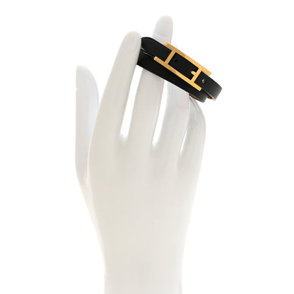 Hermes Chamonix Tadelakt Behapi Double Tour Bracelet T2 Black 2 of 5
