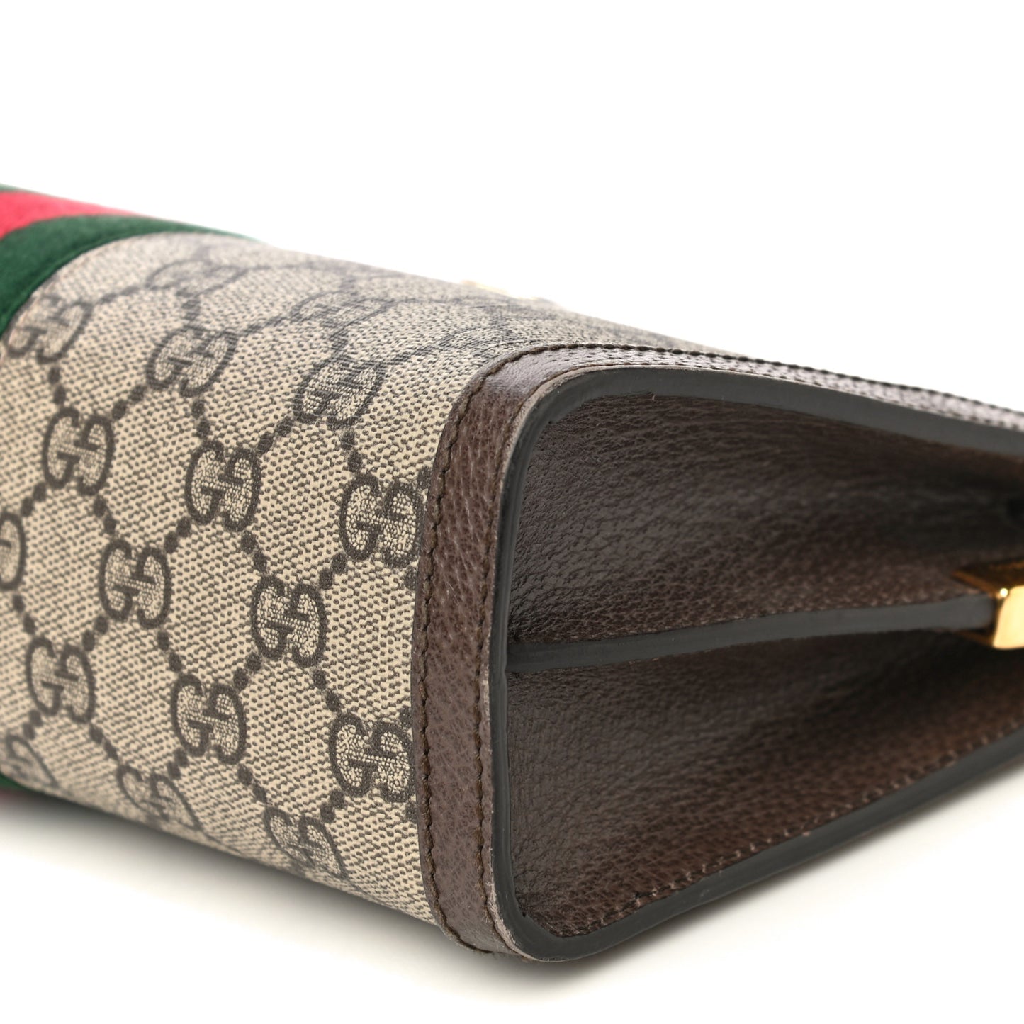 GG Supreme Monogram Web Small Ophidia Chain Shoulder Bag Brown