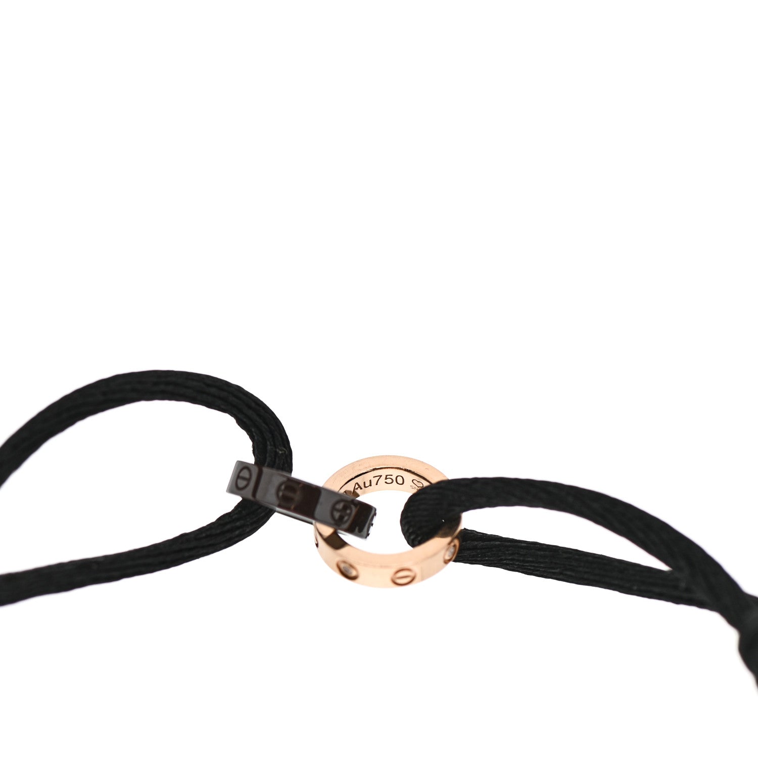 Cartier 18K Pink Gold Ceramic 4 Diamond LOVE Cord Bracelet Black 5 of 6