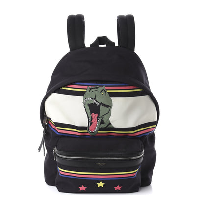 Saint Laurent Nylon Twill Dinosaur Print City Backpack Black Multicolor 2 of 18