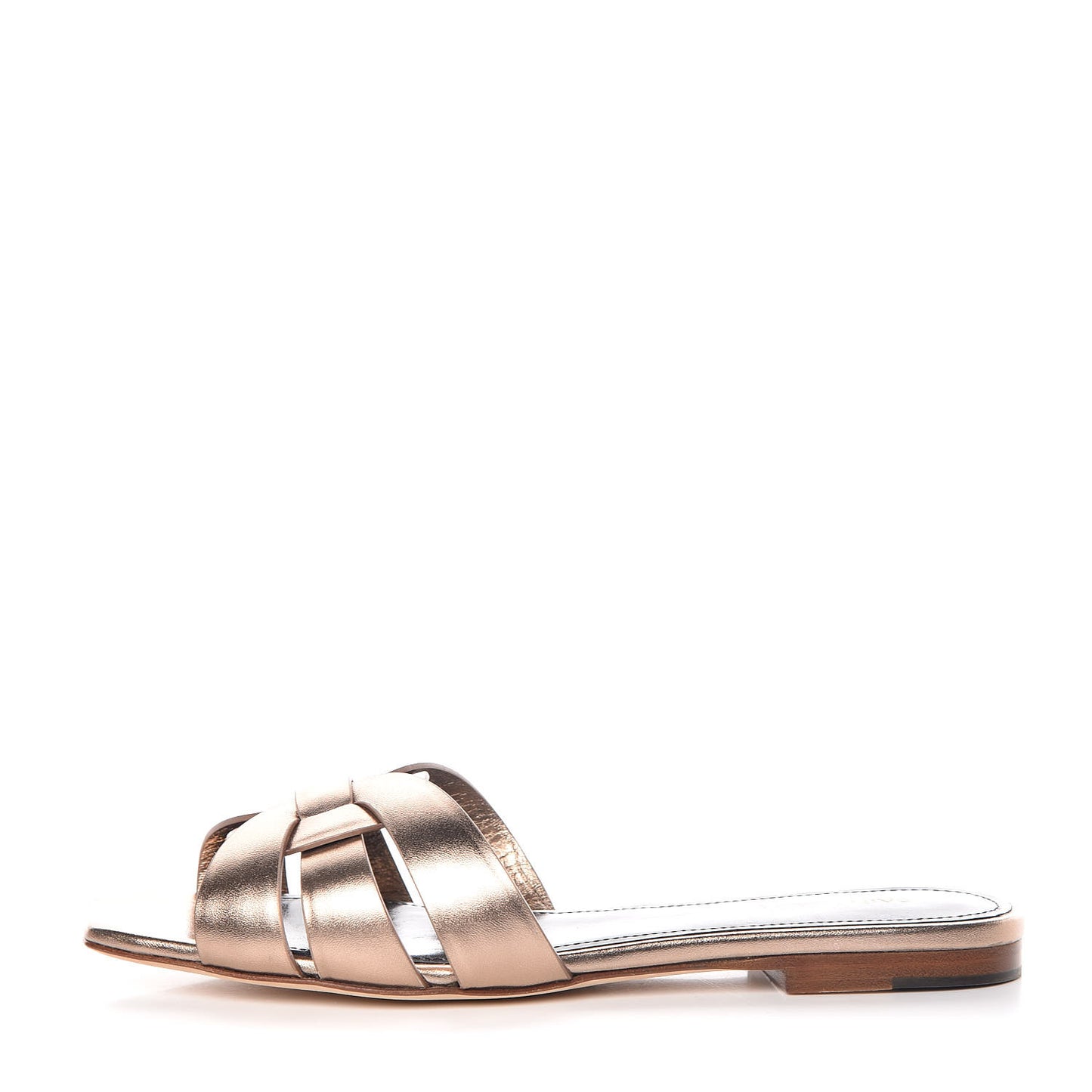 Metallic Lambskin Nu Pied 05 Slide Sandals 36.5 Metal Blush