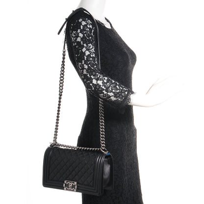 Chanel Metallic Calfskin Quilted Medium Boy Flap Black 2 of 9
