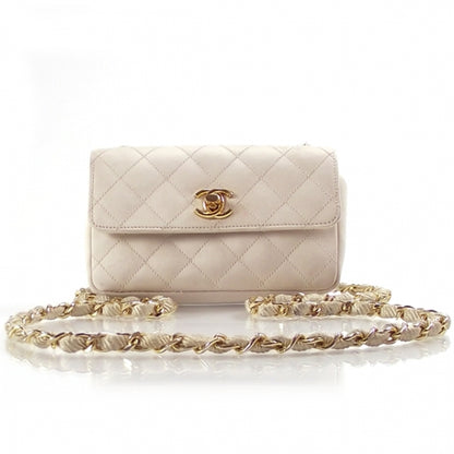 Chanel Satin Quilted Mini Flap Ivory 1 of 12