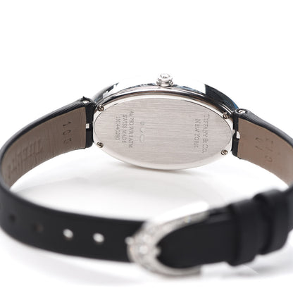 Tiffany 18K White Gold Satin Diamond Bezel 21mm 2-Hand Cocktail Quartz Watch Black 4 of 5