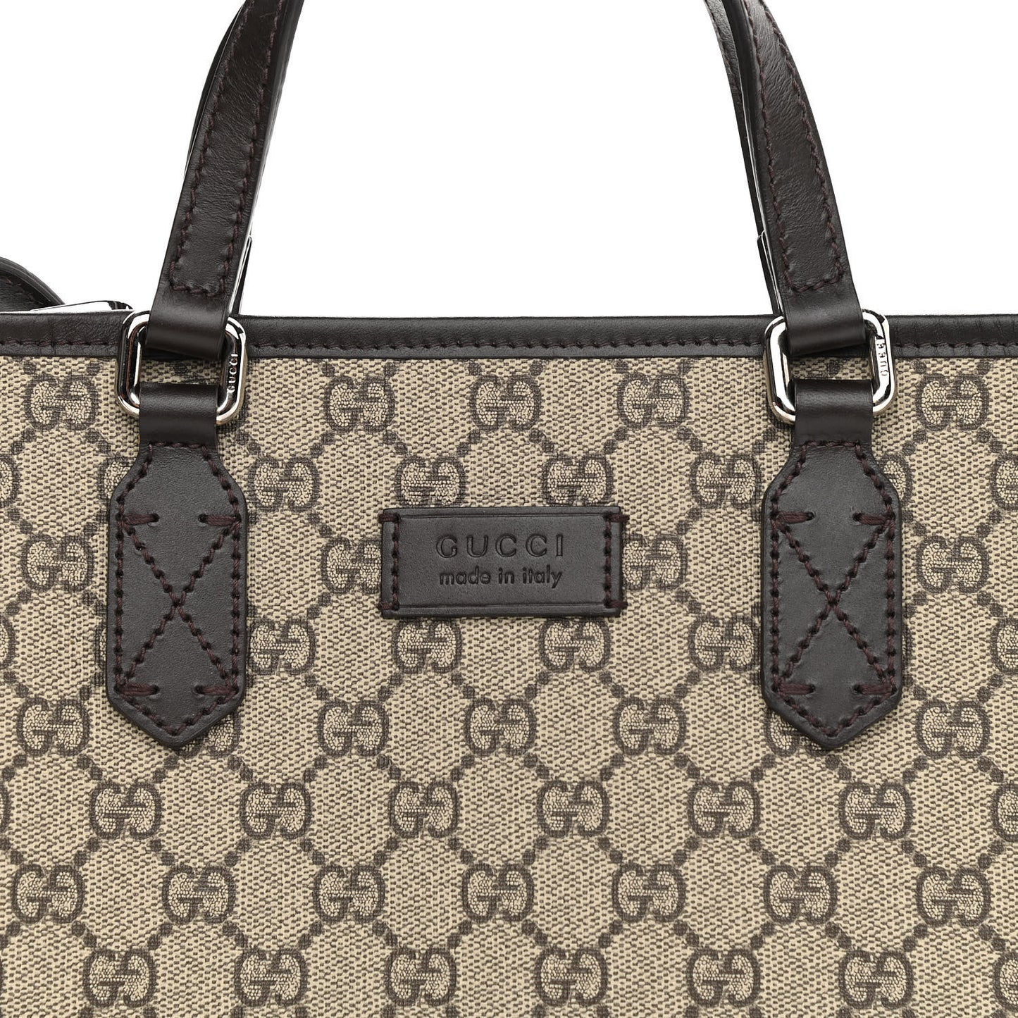 GG Supreme Monogram Small Zippered Tote Dark Brown