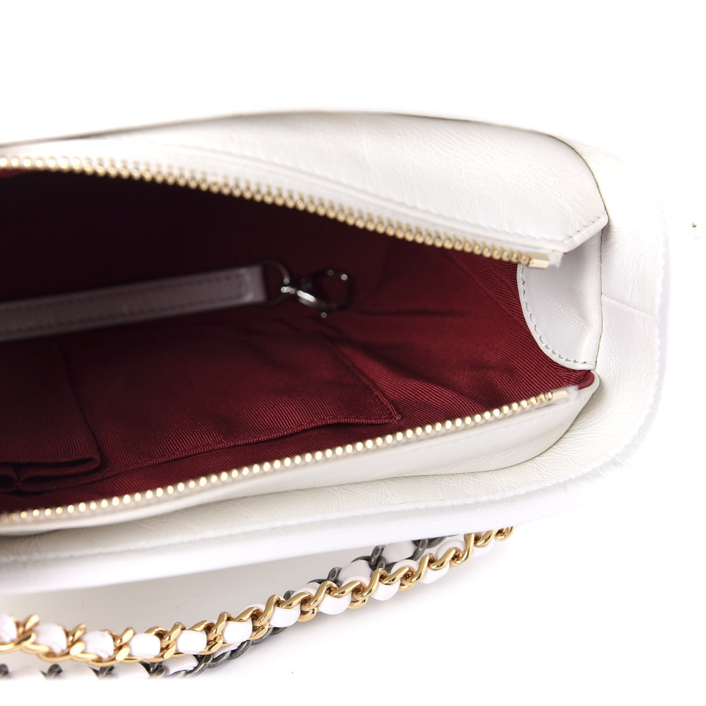 Aged Calfskin Quilted Small Gabrielle Hobo White