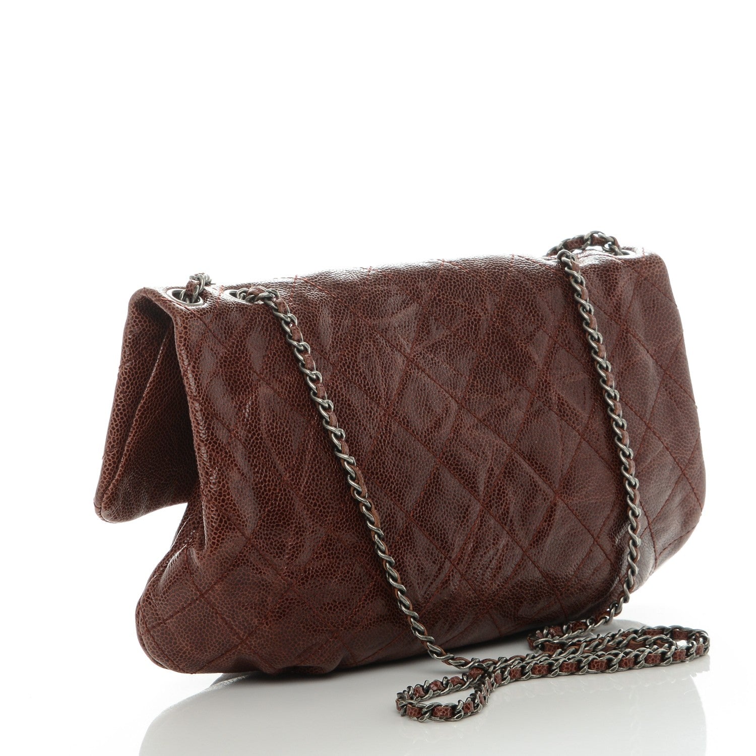 Chanel Crumpled Calfskin Quilted Medium Elastic Flap Bordeaux 3 of 8
