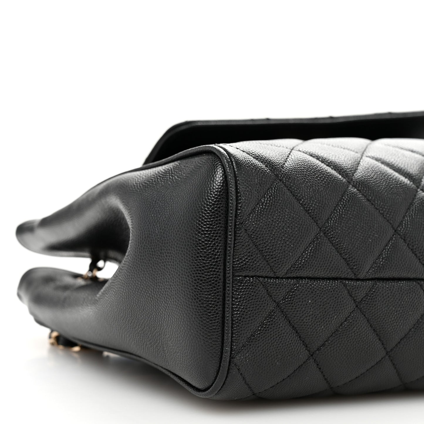 Caviar Quilted In Out Flap Shopping Tote Black