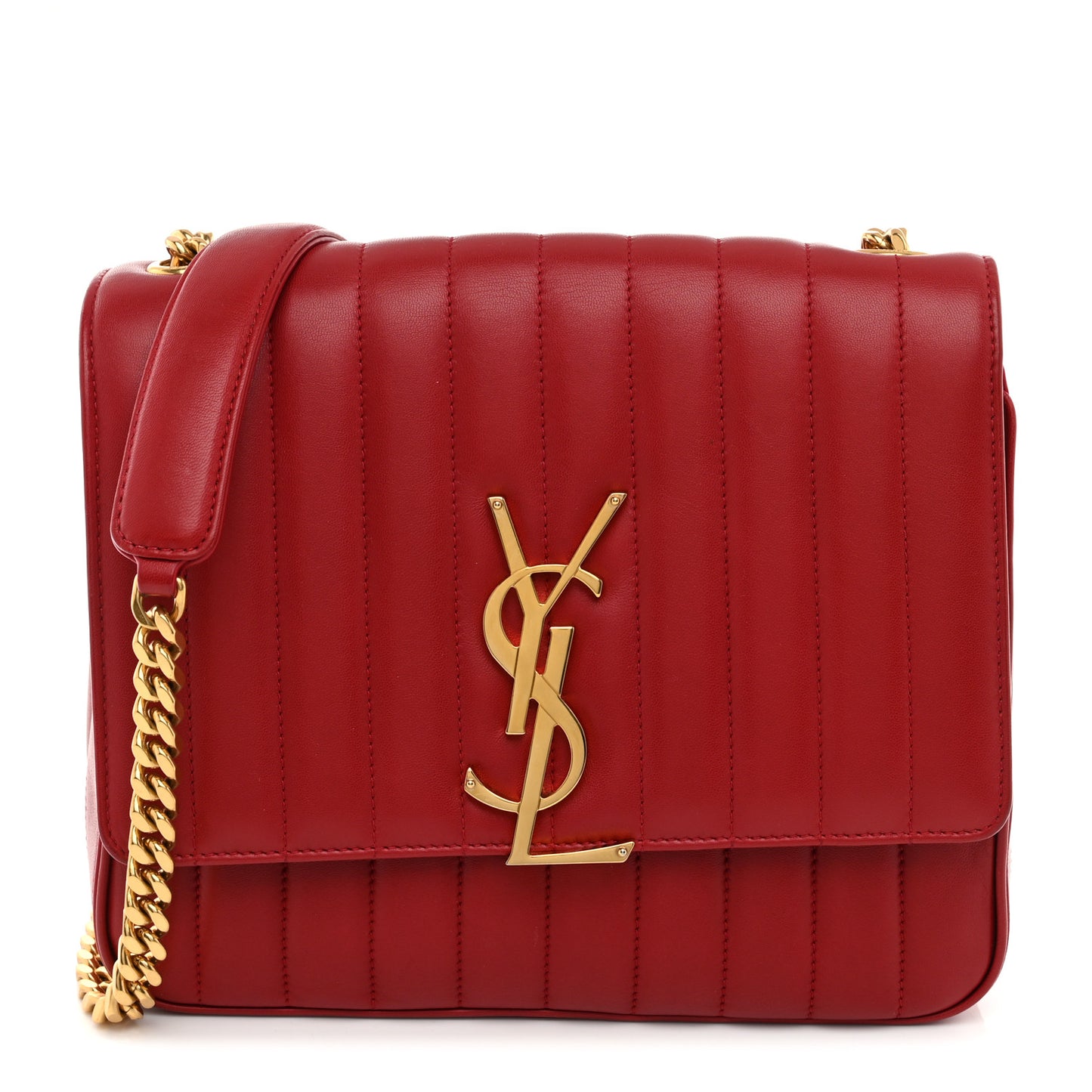 Lambskin Matelasse Monogram Large Vicky Chain Bag Rouge Eros