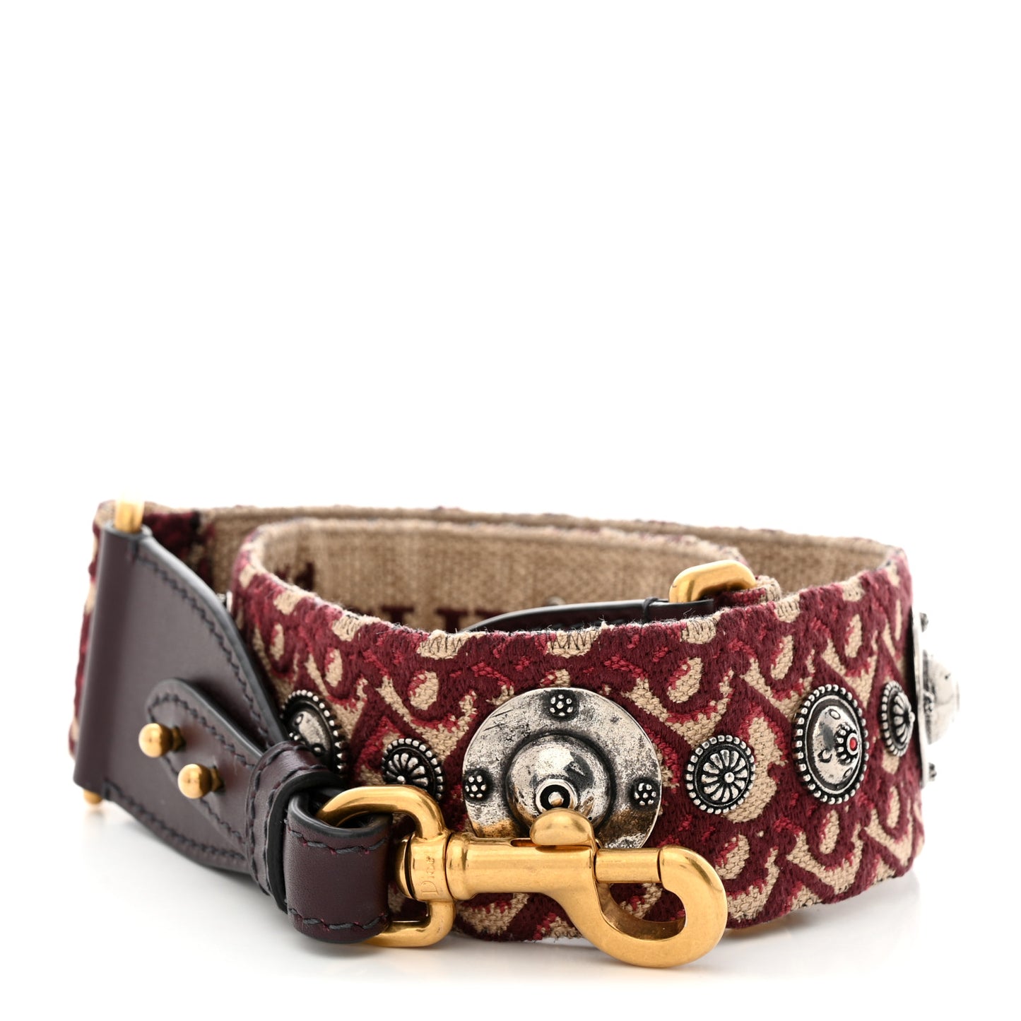 Oblique Studded Shoulder Strap Burgundy