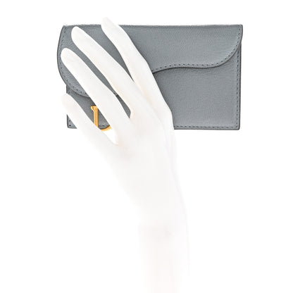 Christian Dior Goatskin Saddle Cosmos Zipped Card Holder Cloud Blue 2 of 7