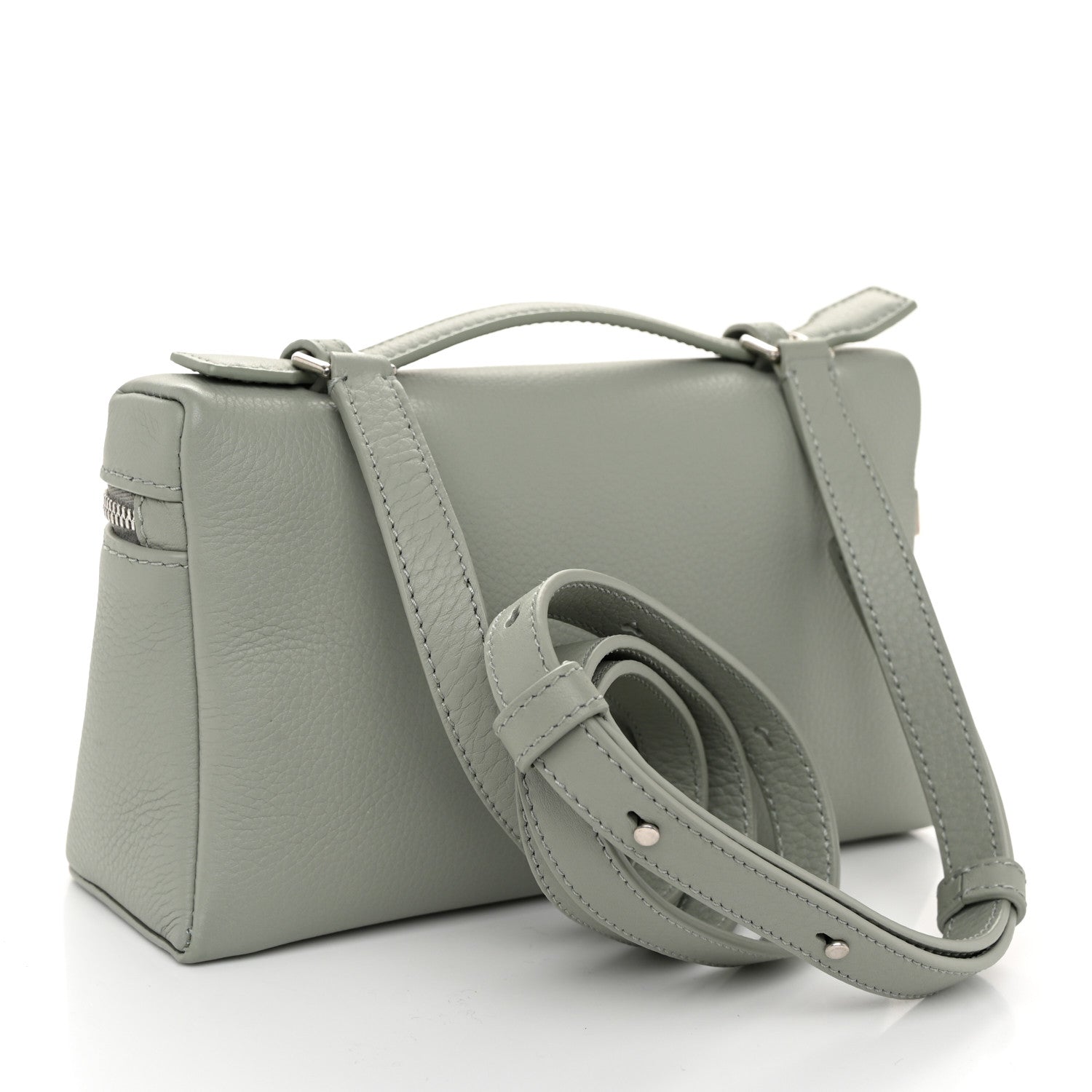 Loro Piana Grained Calfskin L19 Extra Pocket Pouch Eucalyptus
