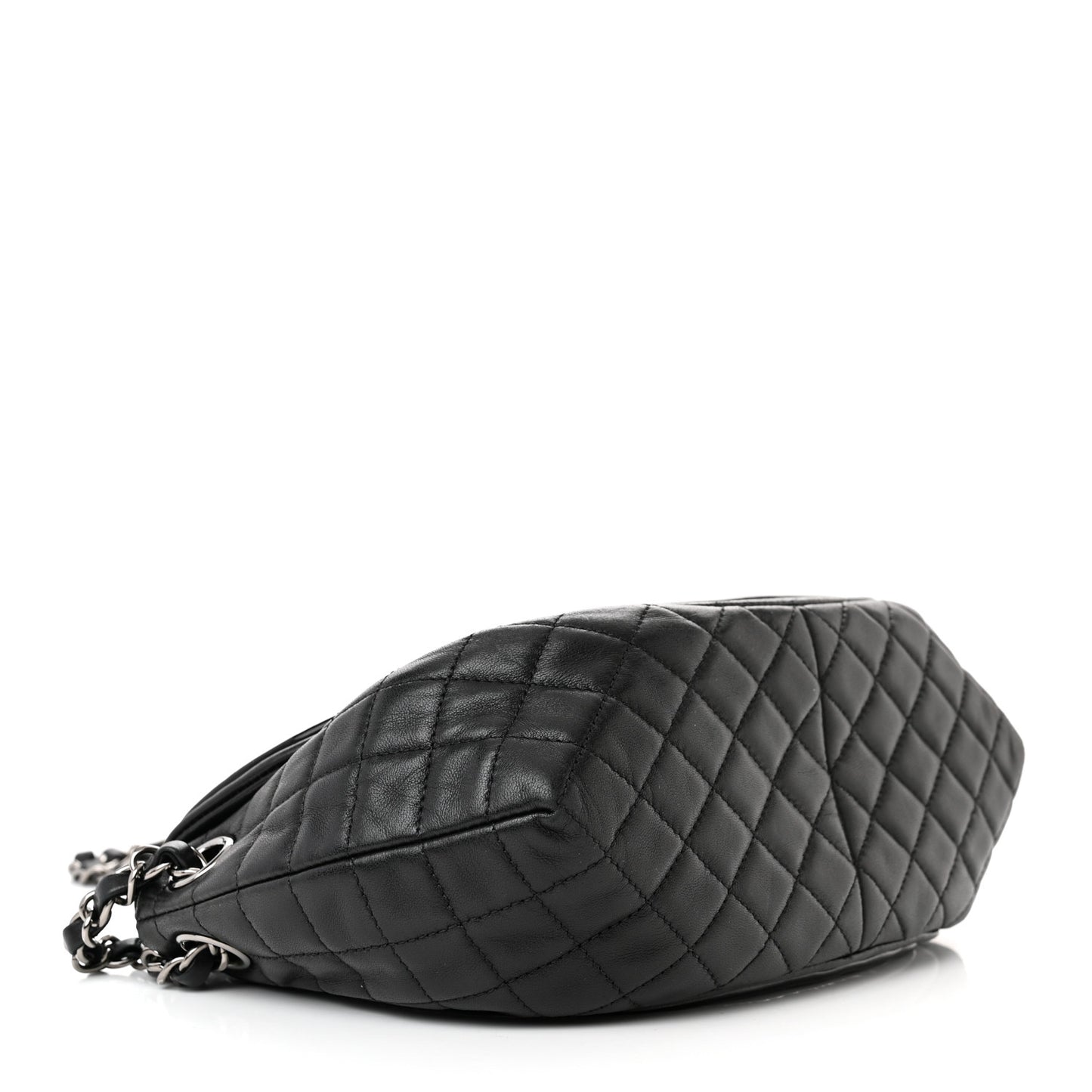 Lambskin Patent Classic Twist Crescent Flap Bag Black
