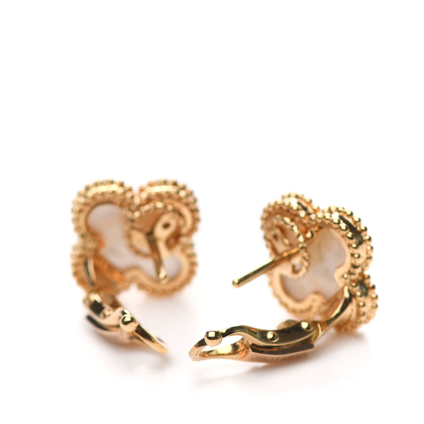 18K Yellow Gold Mother of Pearl Vintage Alhambra Earrings