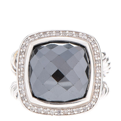 David Yurman Sterling Silver Diamond Hematite 17mm Albion Ring 54 7 1 of 4