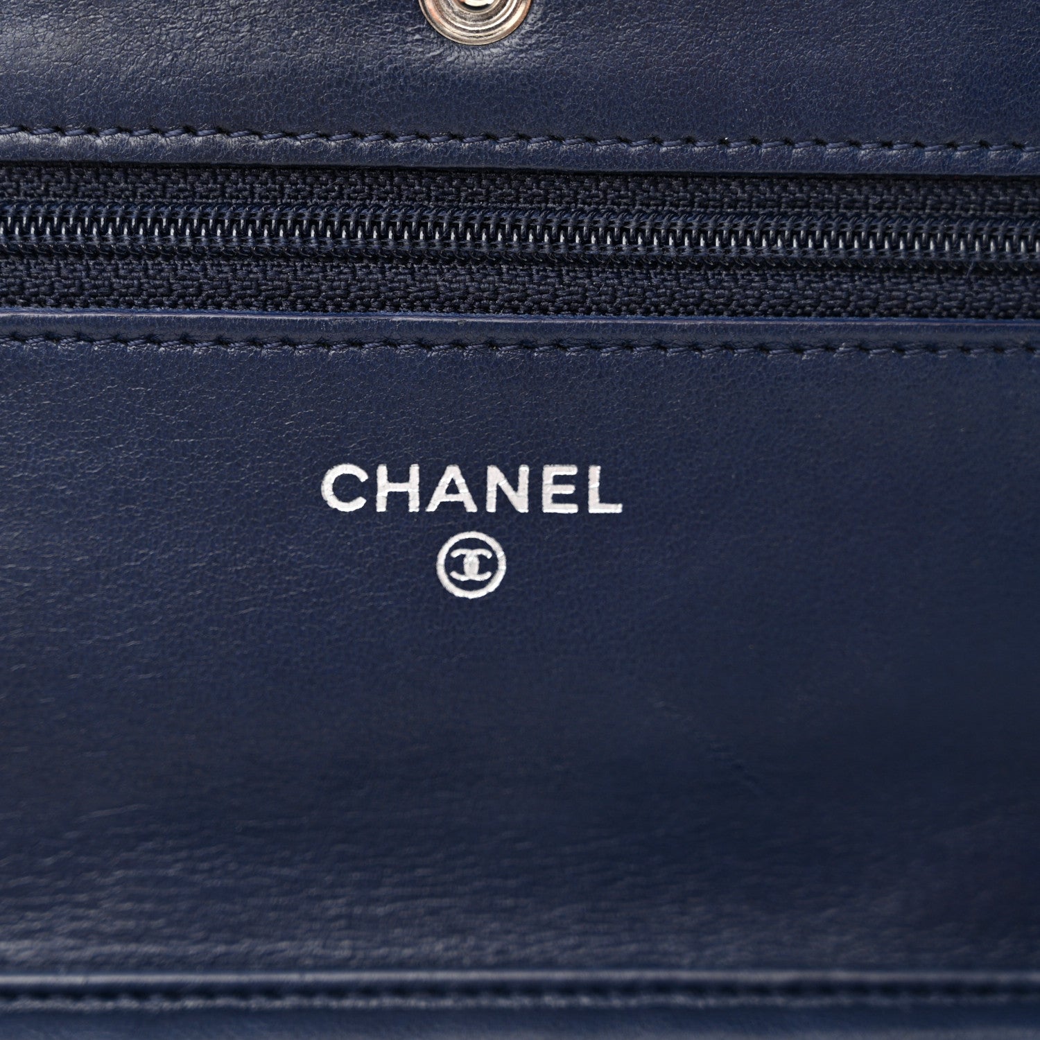 Chanel Lambskin Quilted Wallet On Chain WOC Navy Blue 6 of 13