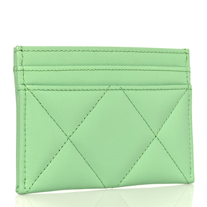 Chanel Shiny Goatskin Quilted Chanel 19 Card Holder Green 3 of 10