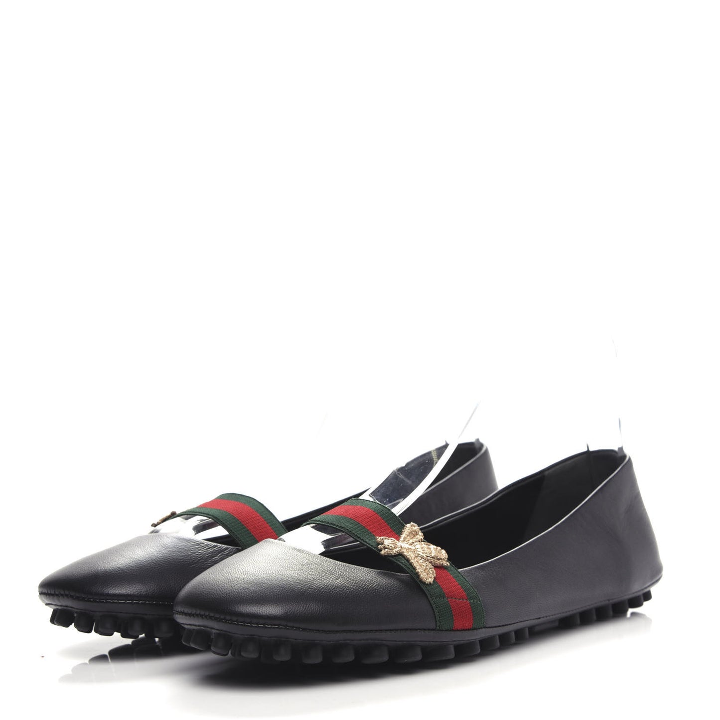 Calfskin Bayadere Bee Ballerina Flats 39 Black