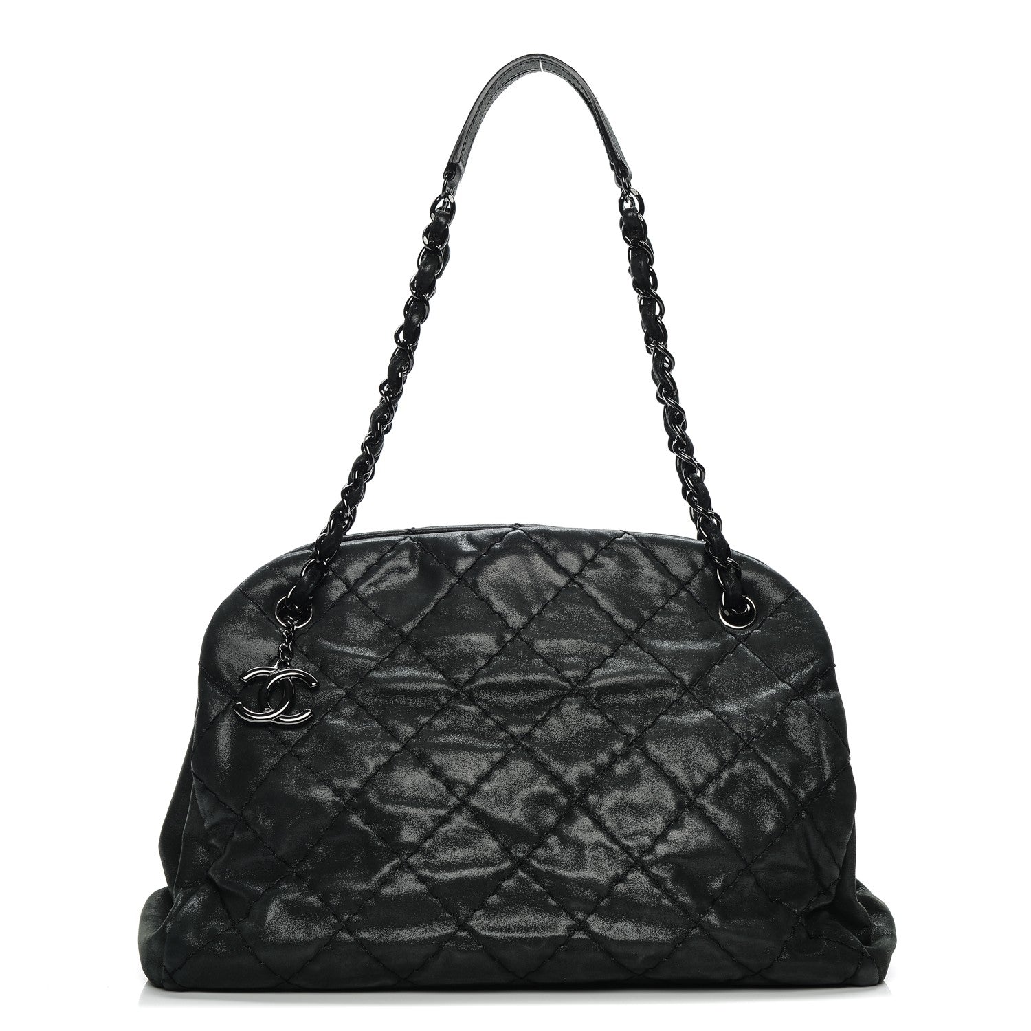 Chanel Iridescent Calfskin Quilted Large Just Mademoiselle Dark Grey 1 of 8