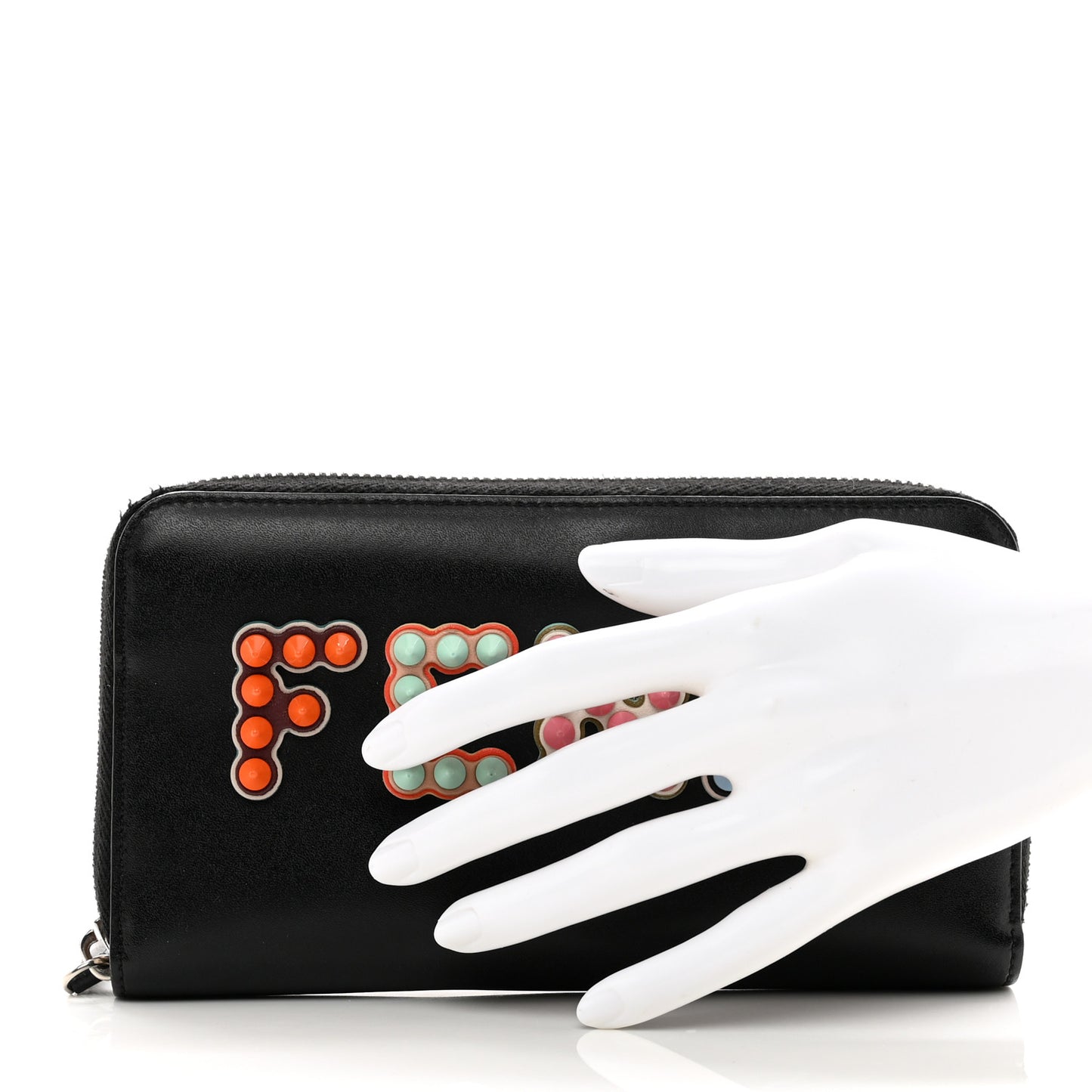 Vitello Liberty Fun Fair Studded Zip Around Wallet Black Multicolor