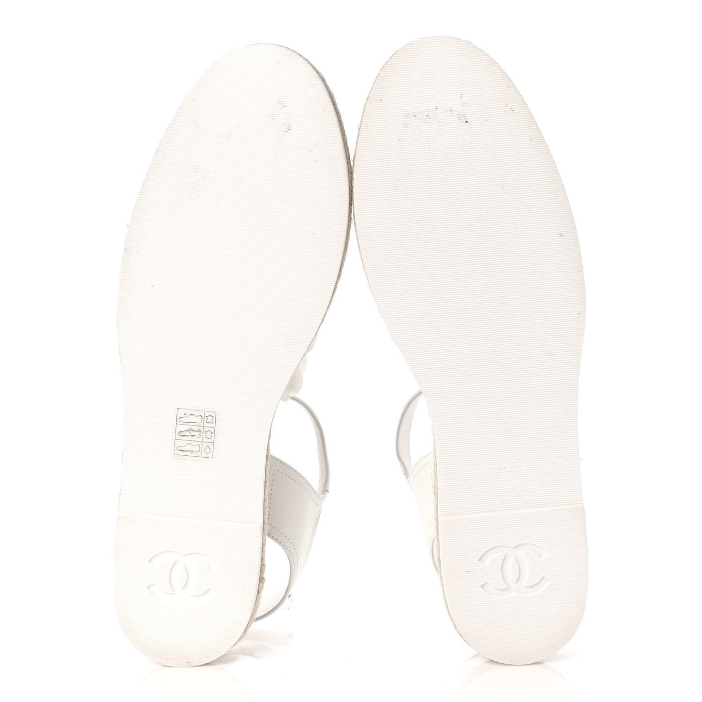 Lambskin Cap Toe CC Espadrille Sandals 42 White Black