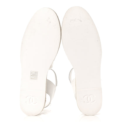 Chanel Lambskin Cap Toe CC Espadrille Sandals 42 White Black 5 of 7