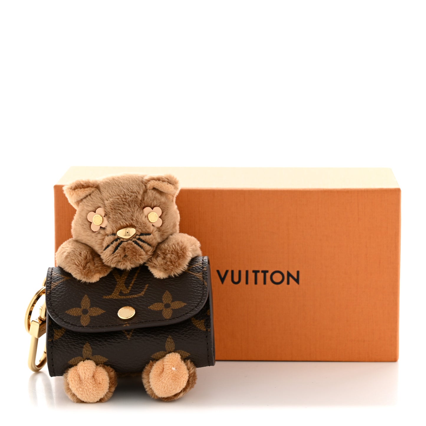 Monogram Cute Cat Pouch Earphones Case